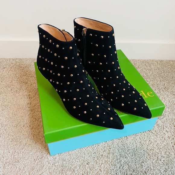 Kate Spade Genuine Suede Leather Starr Studded Ankle Booties Size 9.5 - Picture 4 of 15
